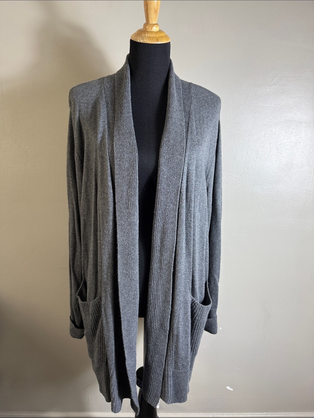 White Stag Cozy Open-Front Heather Gray Cardigan Sweater Above Knee XL NWOT